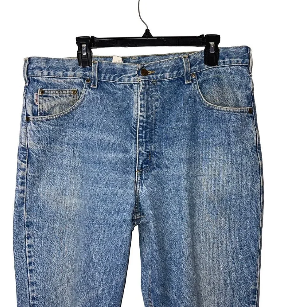 Carhartt Vintage Mens Jeans Size 38 x 30 Straight Leg Light Wash Blue Denim - Picture 3 of 10